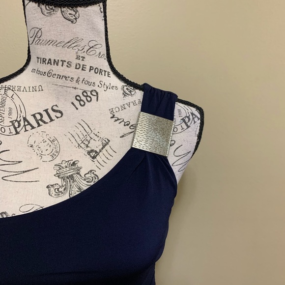 Sweet Storm Blue One Shoulder Ruched Dress Size Small - Picture 2 of 9